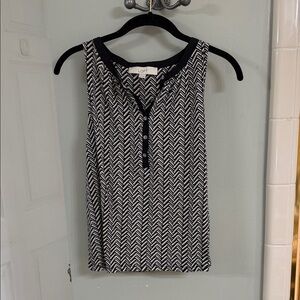 LOFT Black and White Chevron Tank Top